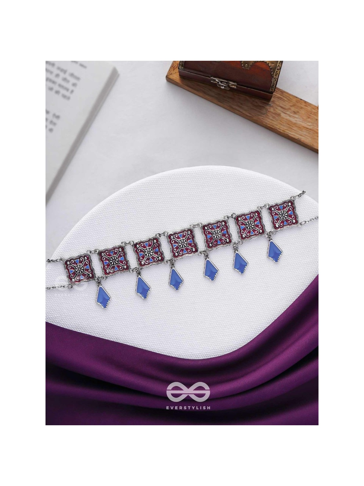 The Authentic Aura - Enamelled Oxidised Choker Neckpiece