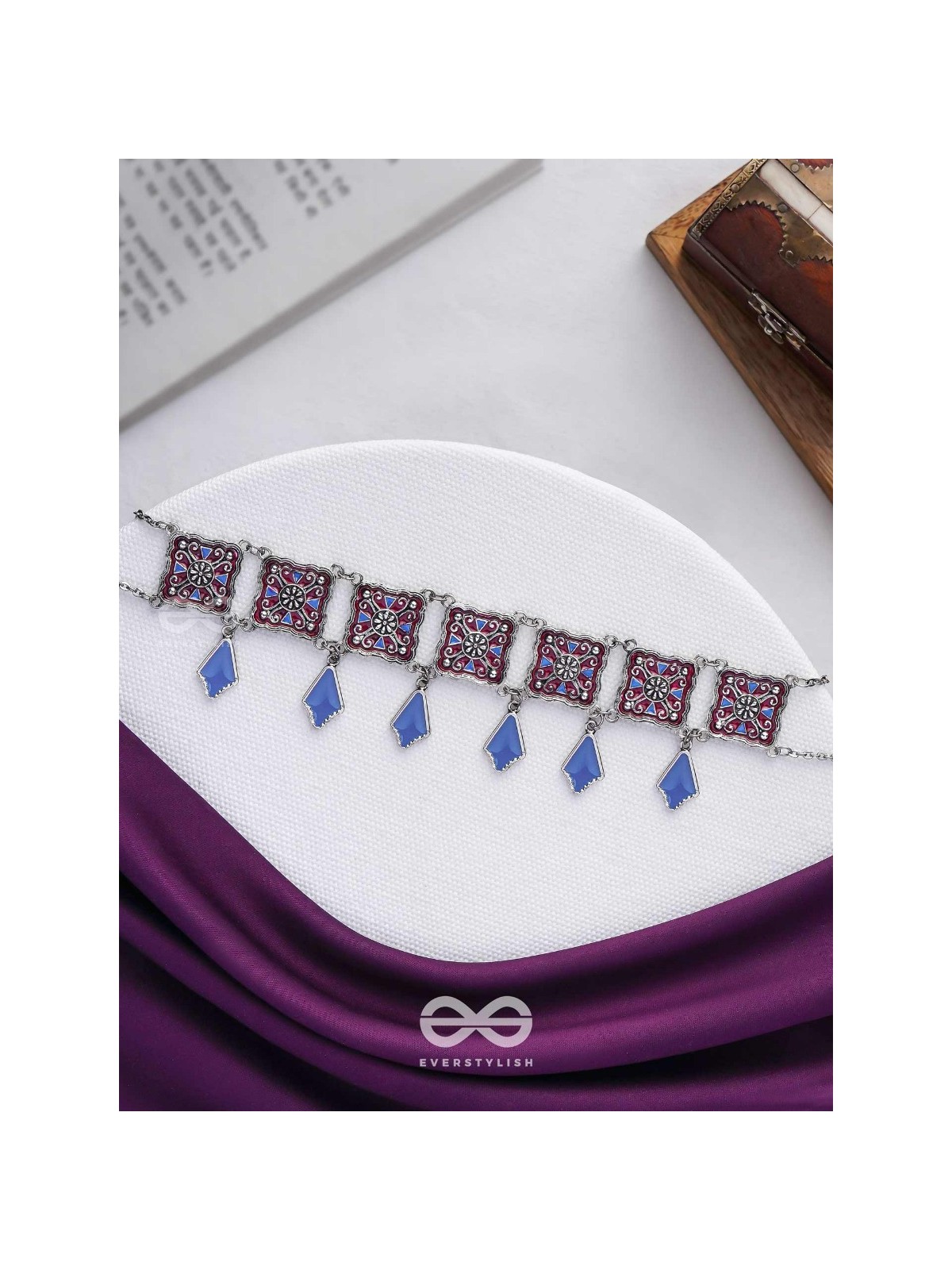 The Authentic Aura - Enamelled Oxidised Choker Neckpiece