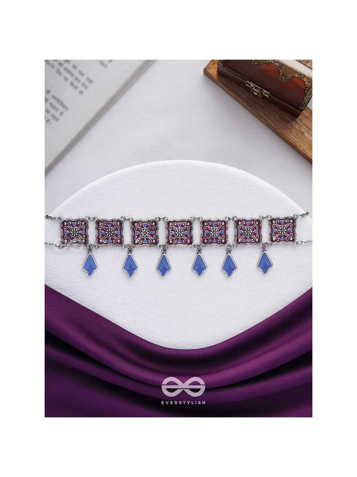 The Authentic Aura - Enamelled Oxidised Choker Neckpiece