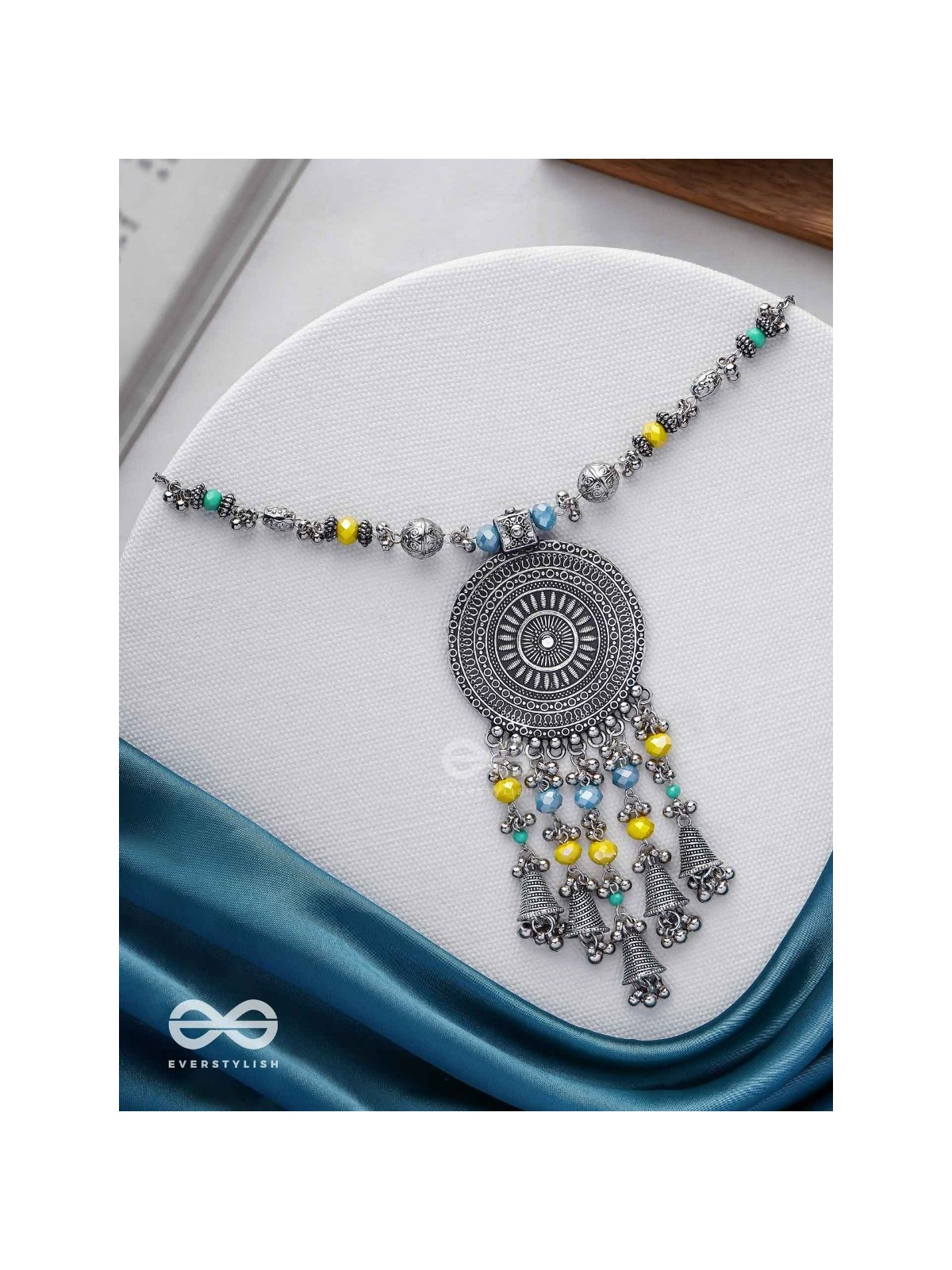 The Mandala Creation - Oxidised Hand Embroidered Neckpiece