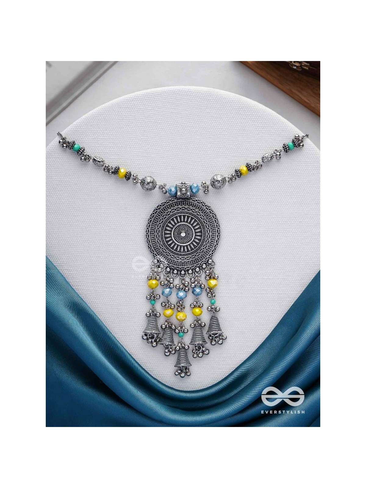 The Mandala Creation - Oxidised Hand Embroidered Neckpiece
