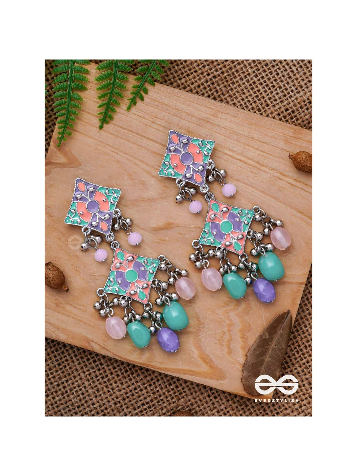 The Pastel Delights - Enamelled Oxidised Earrings