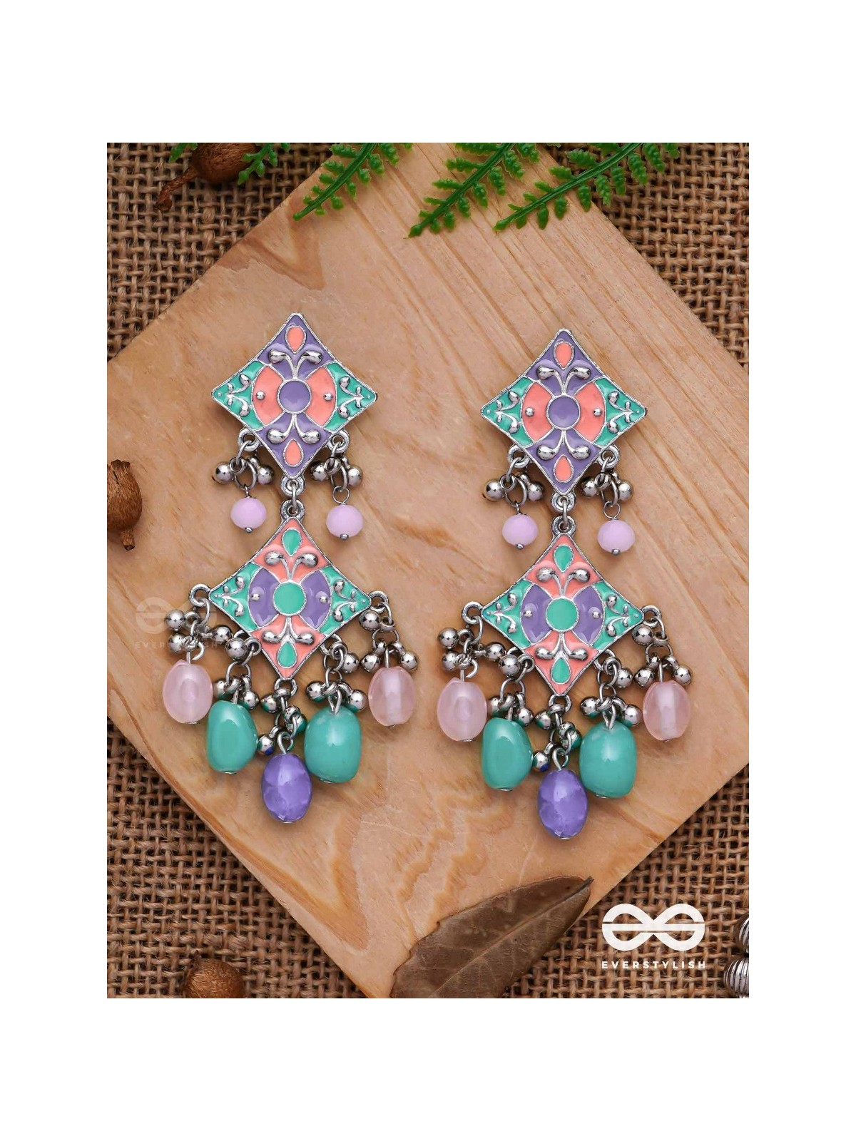 The Pastel Delights - Enamelled Oxidised Earrings