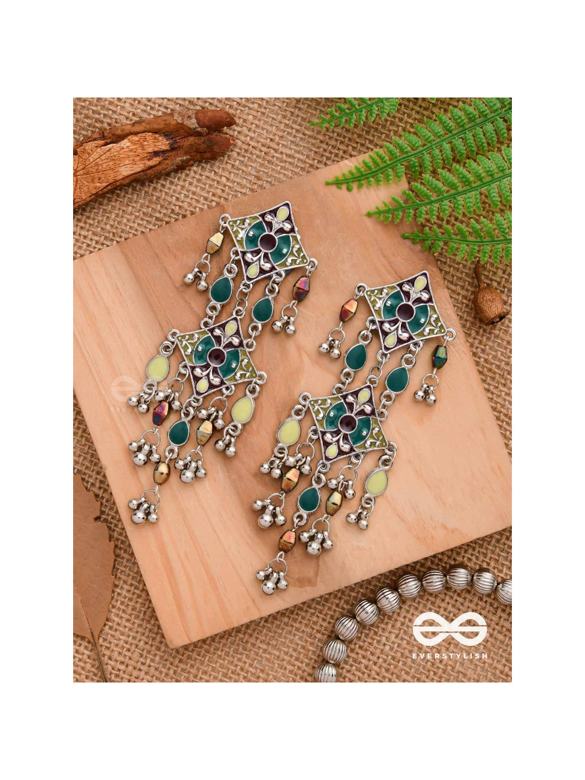 The Earthy Shades - Enamelled Oxidised Earrings