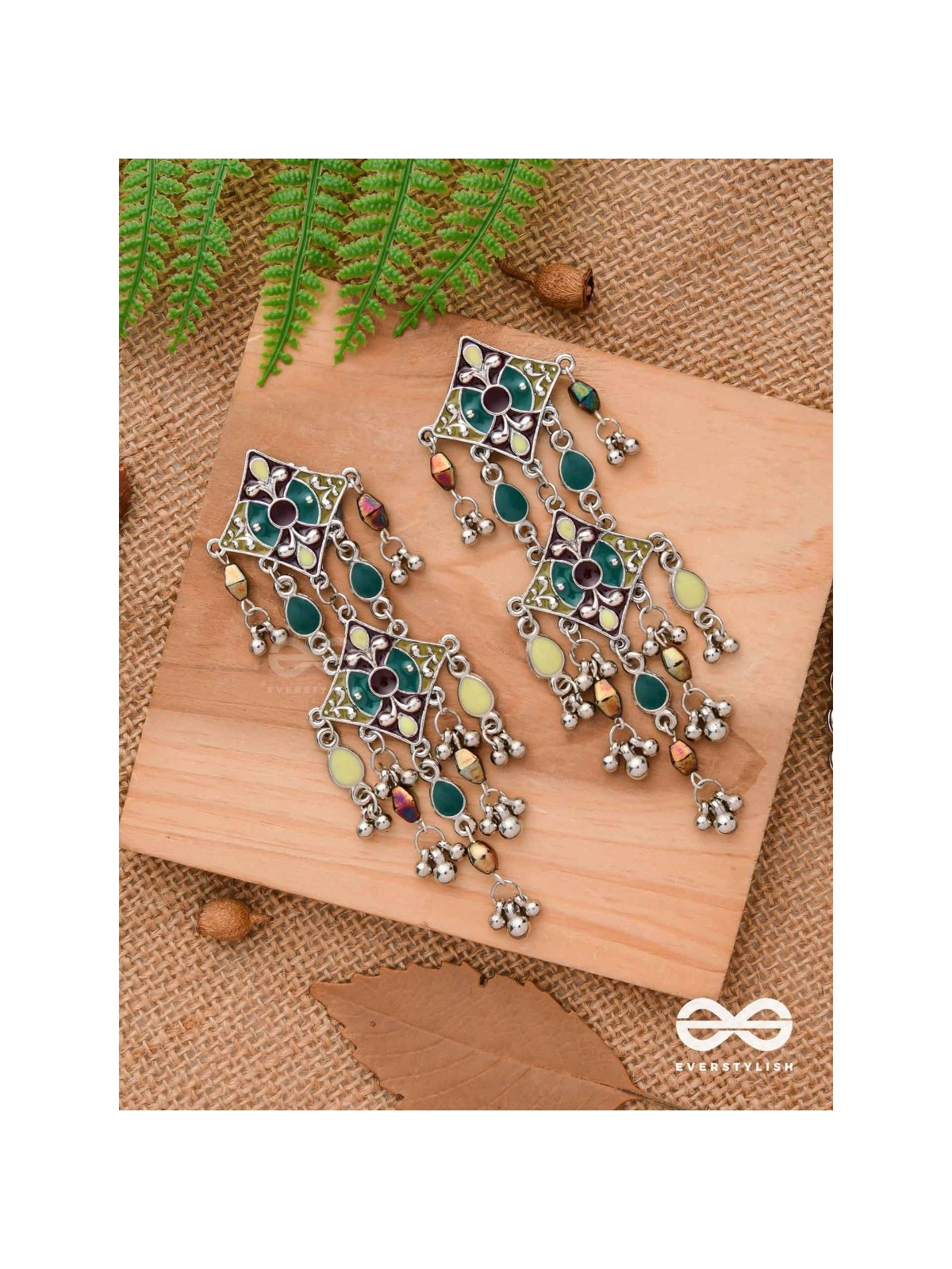 The Earthy Shades - Enamelled Oxidised Earrings