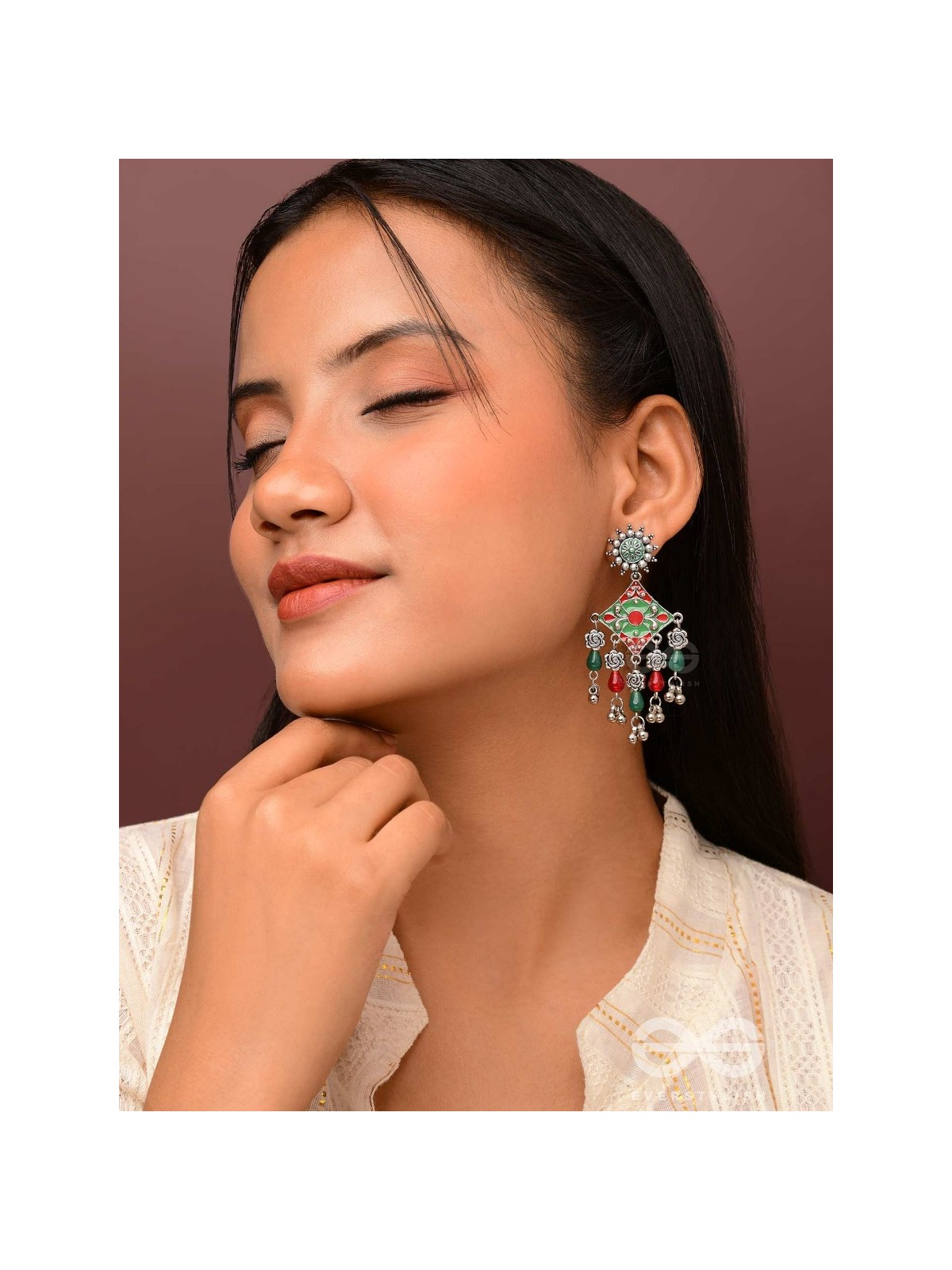 The Floral Hues - Enamelled Oxidised Earrings