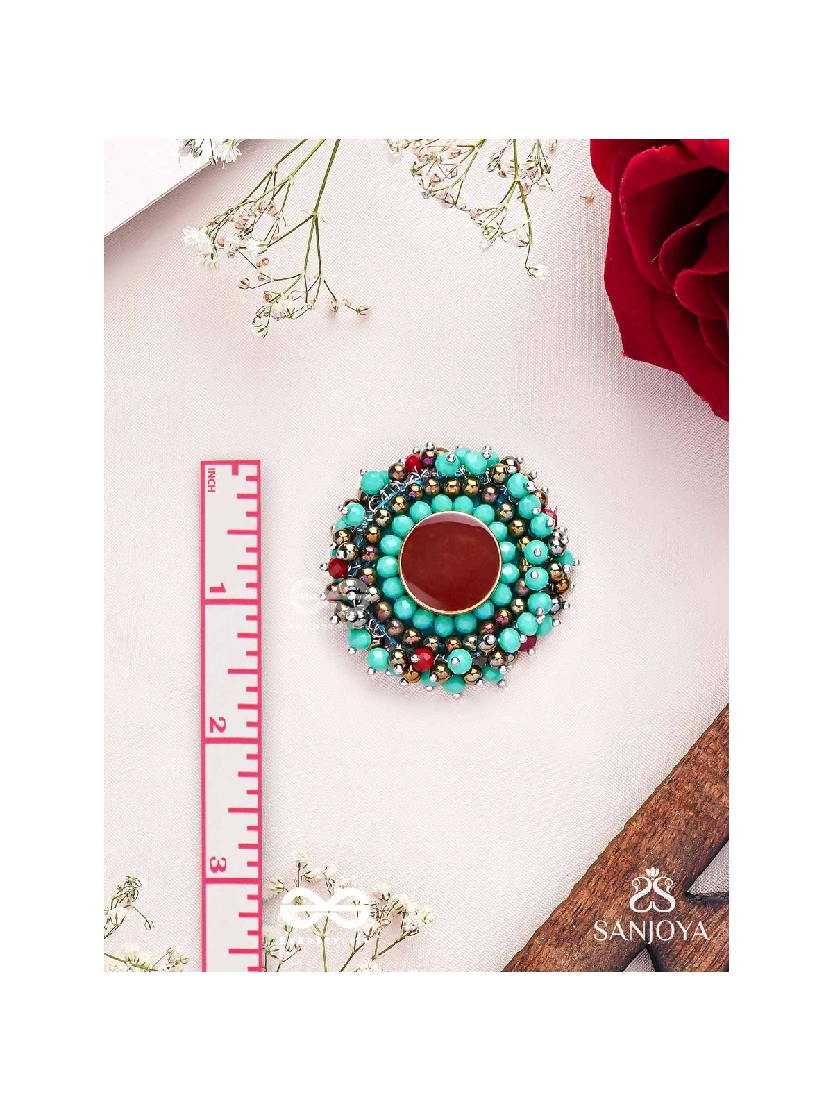 Sushaman - The Calming Greens - Beaded Hand Embroidered Earrings