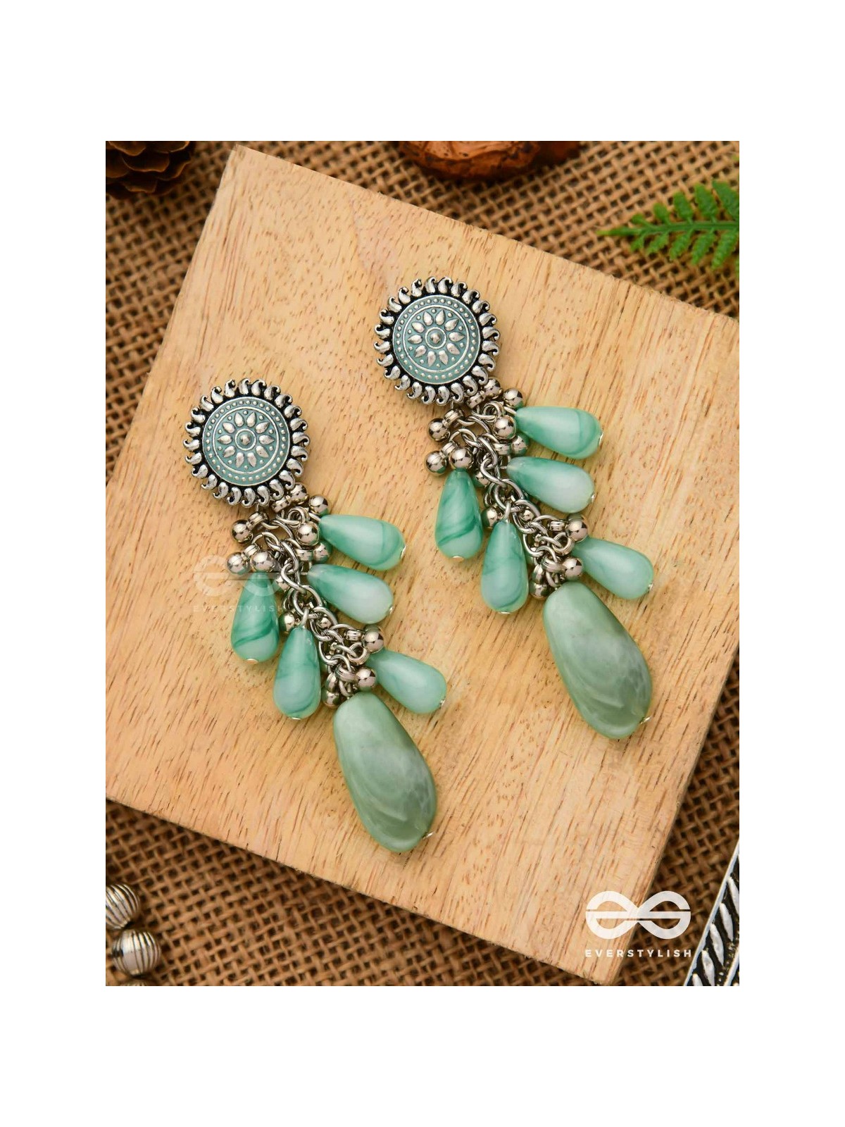 The Misty Drops - Enamelled Oxidised Earrings