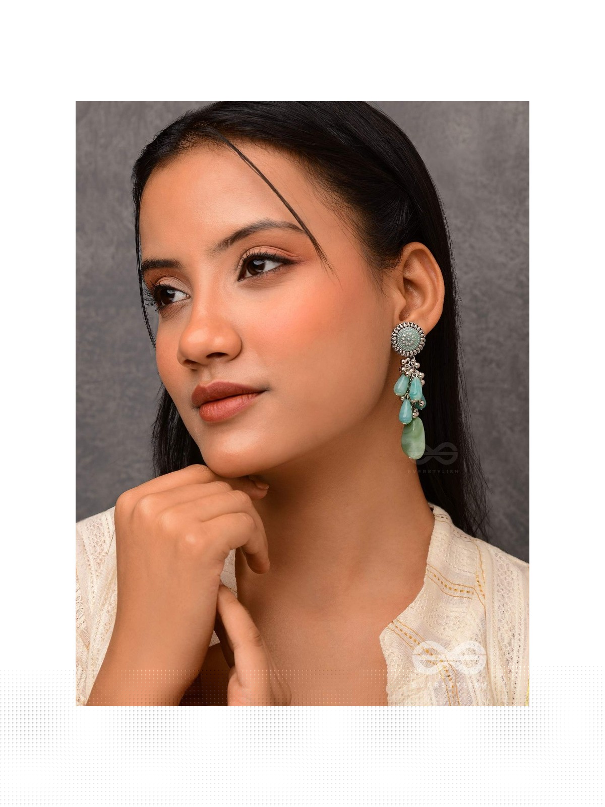 The Misty Drops - Enamelled Oxidised Earrings