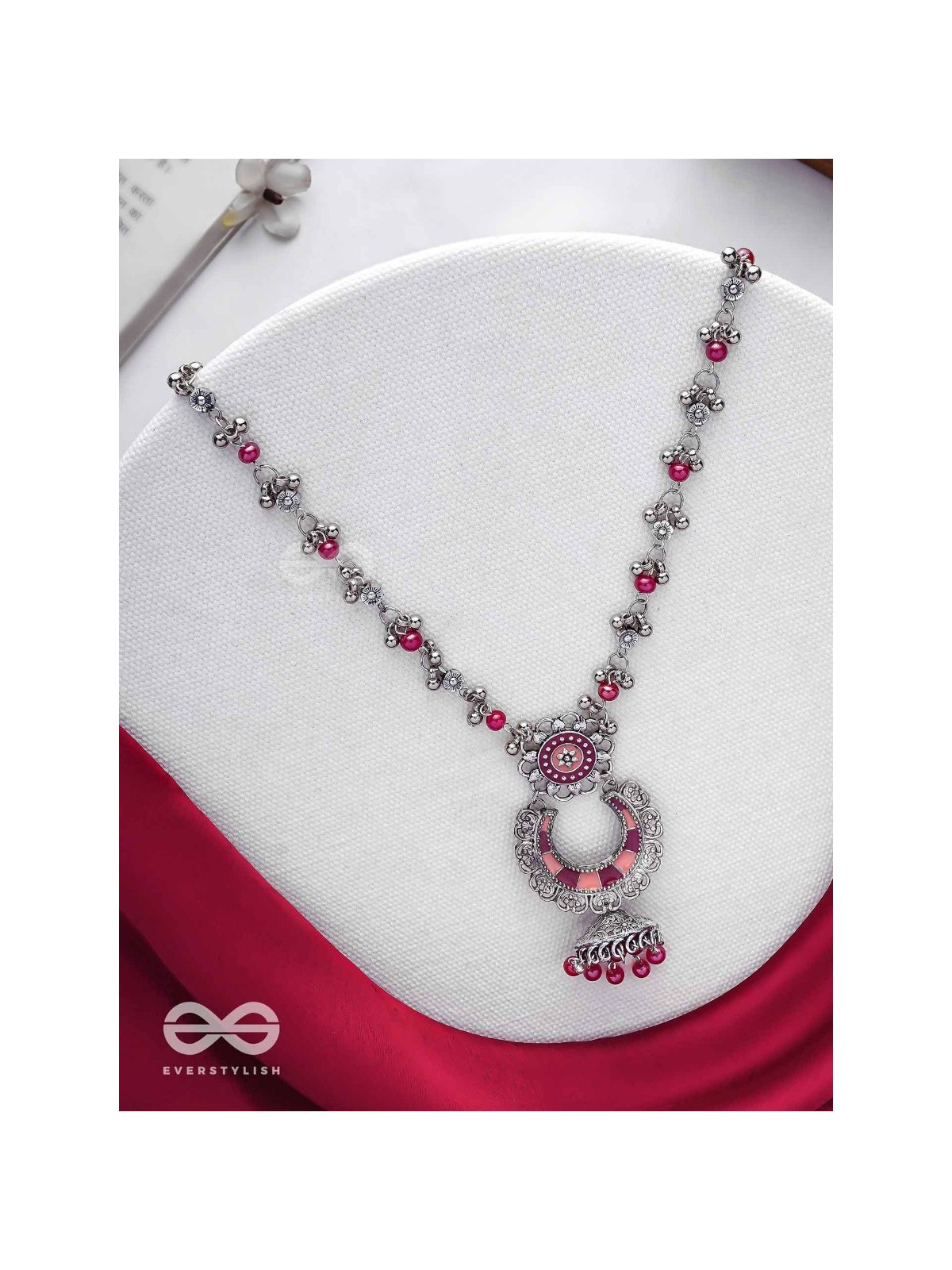 The Crimson Celebrations - Enamelled Oxidised Neckpiece