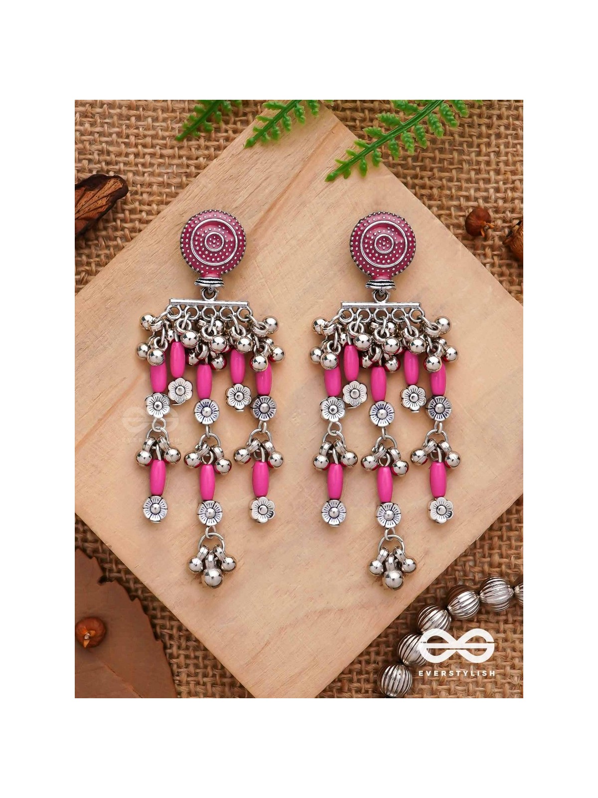 The Fuchsia Fairies - Enamelled Oxidised Earrings
