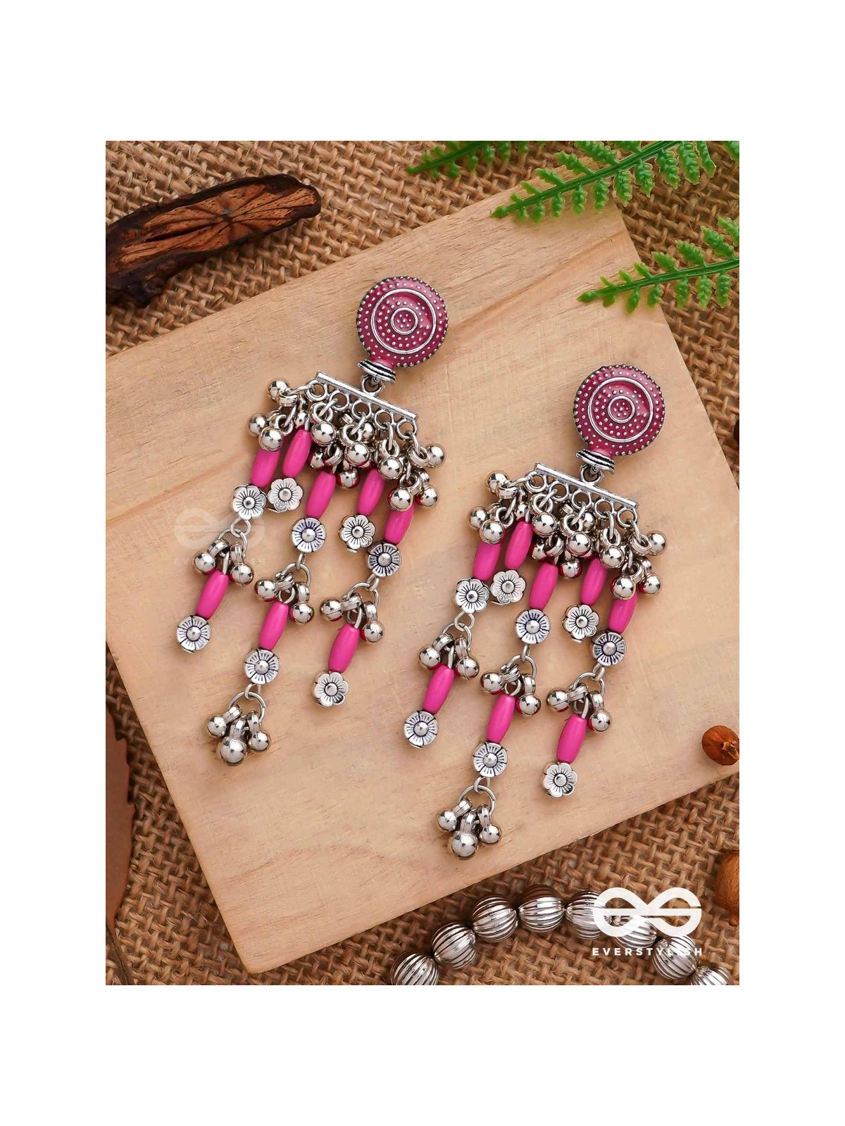 The Fuchsia Fairies - Enamelled Oxidised Earrings