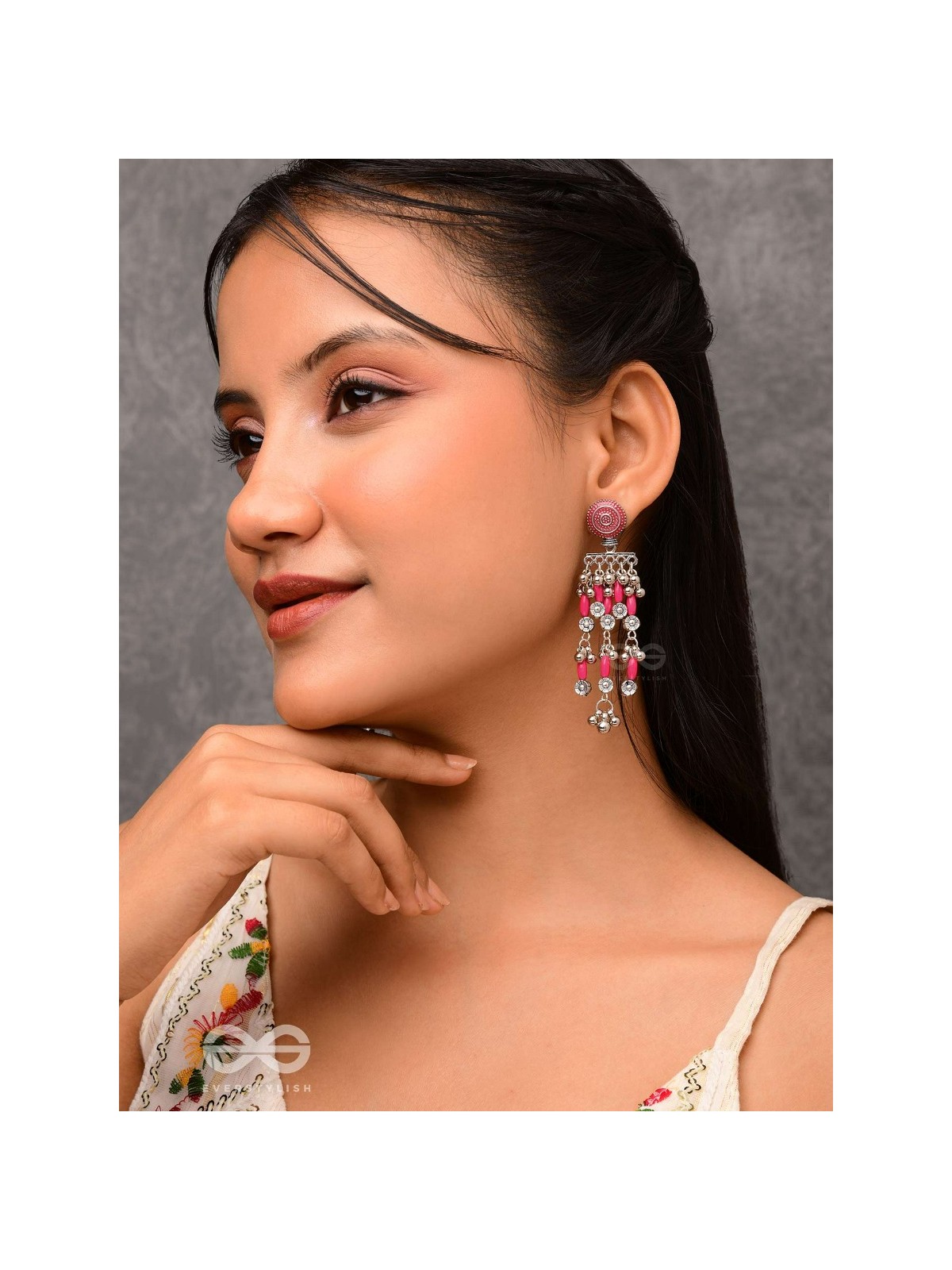 The Fuchsia Fairies - Enamelled Oxidised Earrings