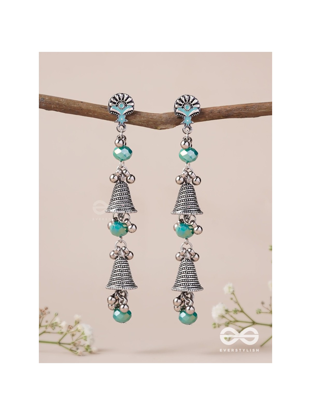 The Marine Carillons - Enamelled Oxidised Earrings