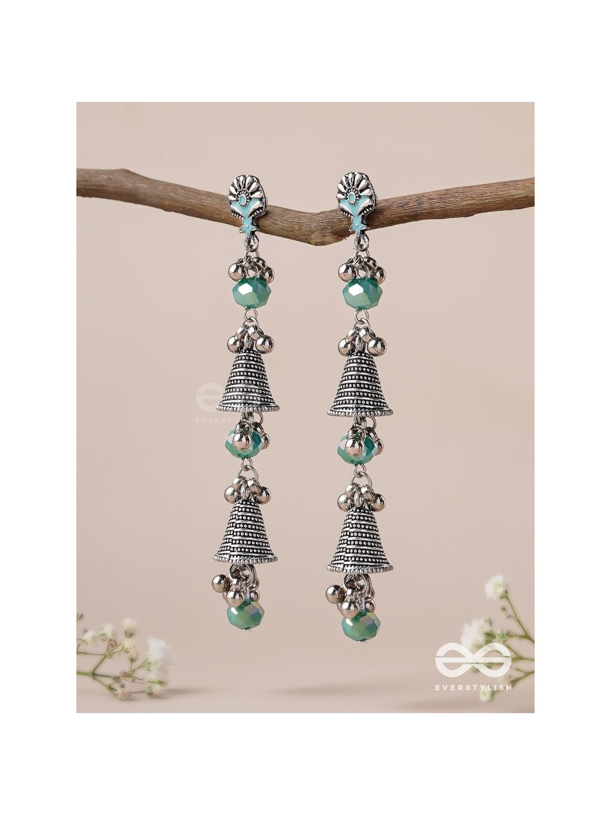 The Marine Carillons - Enamelled Oxidised Earrings