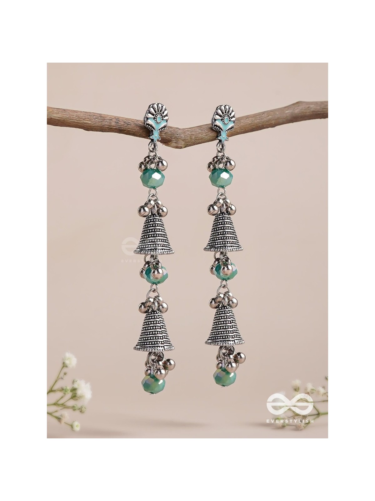 The Marine Carillons - Enamelled Oxidised Earrings