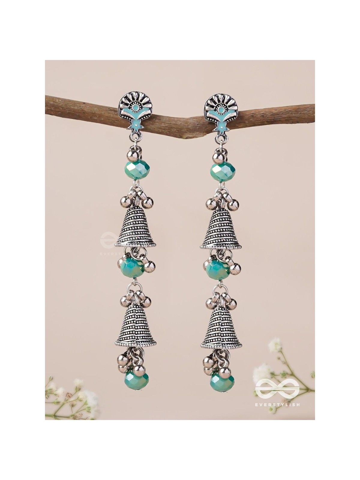 The Marine Carillons - Enamelled Oxidised Earrings