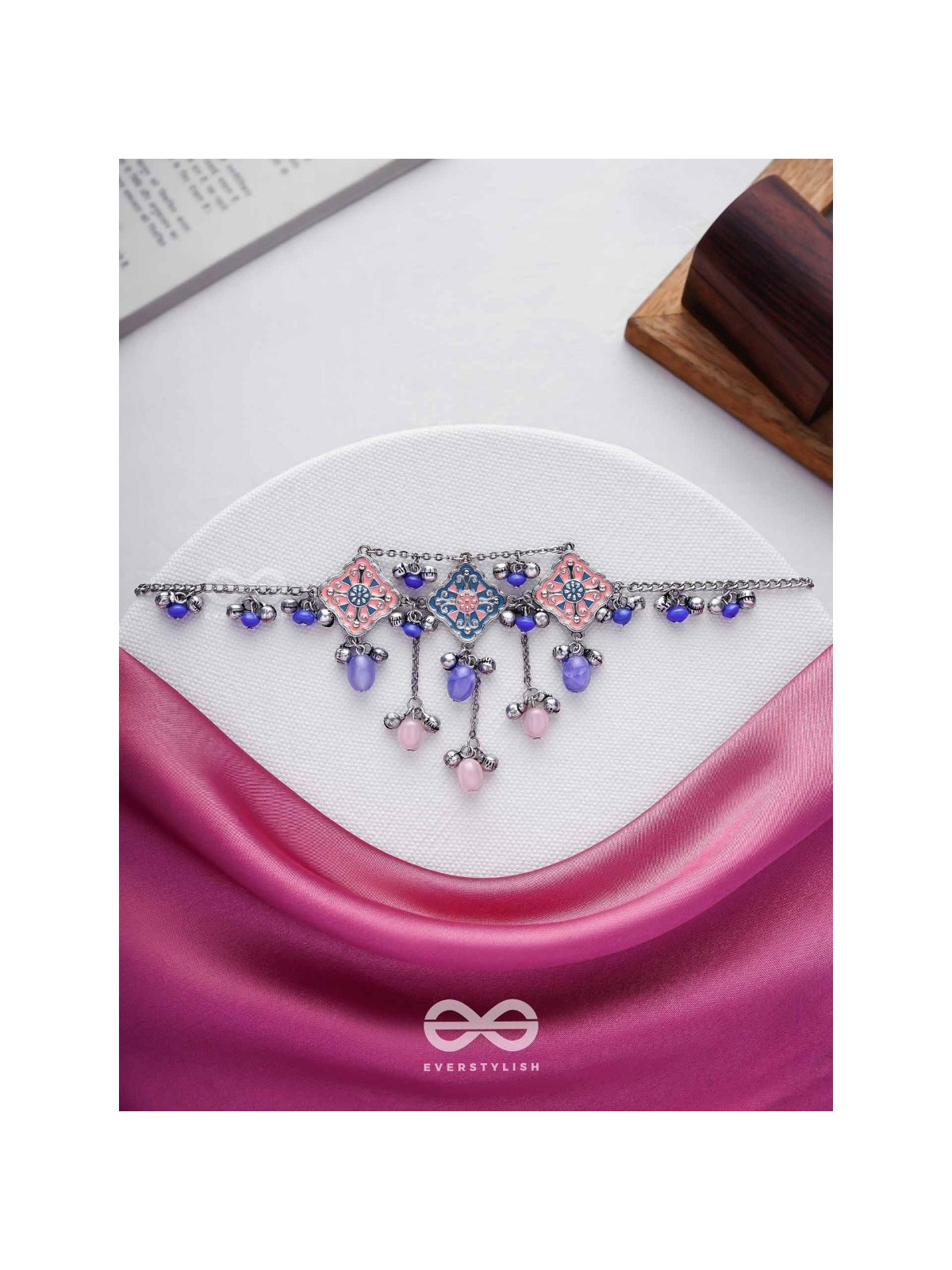 The Indigo Blush - Enamelled Oxidised Neckpiece