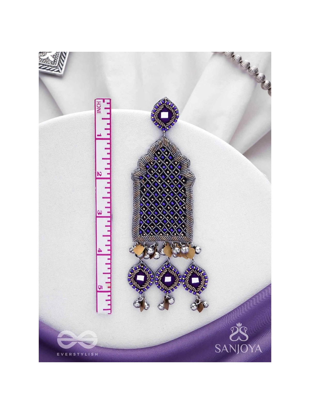 Nripangan - The Royal Pavilions - Beads And Dabka Hand Embroidered Earrings