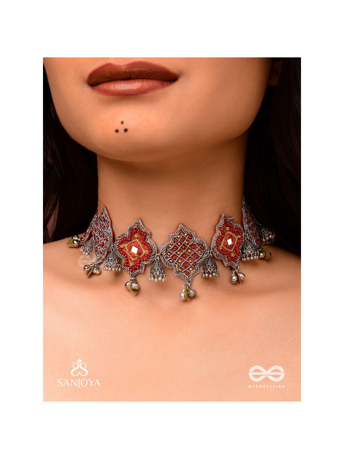 Sulohit - The Sangria Serenade - Beads And Dabka Hand Embroidered Choker Neckpiece