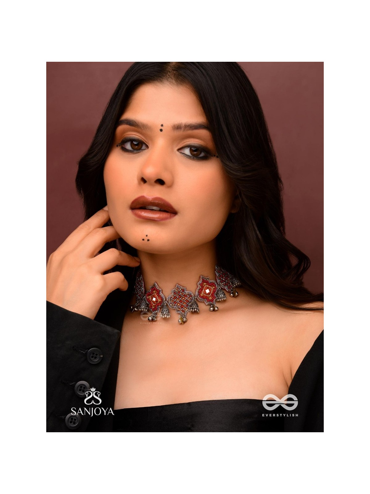 Sulohit - The Sangria Serenade - Beads And Dabka Hand Embroidered Choker Neckpiece