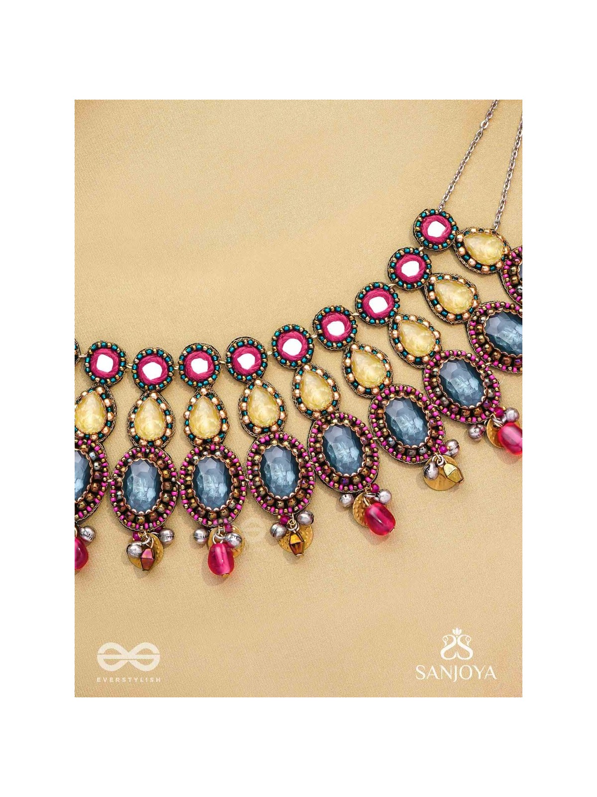 Shubhsanyut - The Blissful Downpour -  Stones, Beads And Coins Hand Embroidered Choker Neckpiece