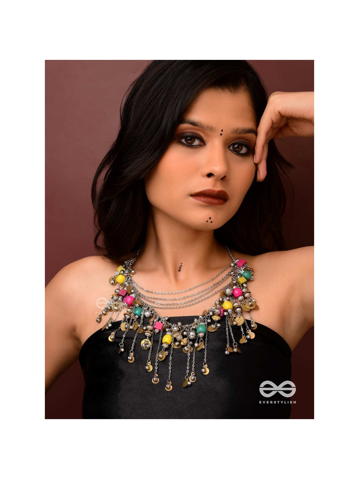 Tairashchya - The Melody Of Life - Beads And Coins Hand Embroidered Oxidised Multilayered Neckpiece