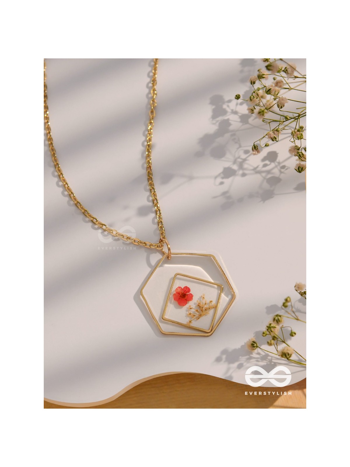The Flower Of Confession - Pressed Flower Resin Pendant With Anti-Tarnish Coating
