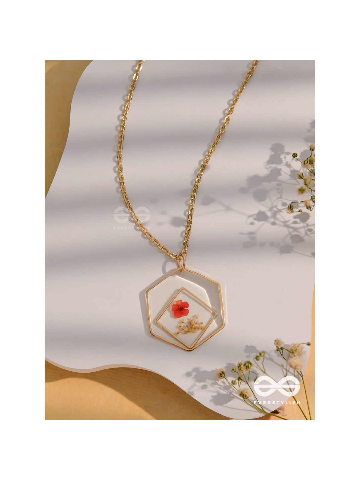 The Flower Of Confession - Pressed Flower Resin Pendant With Anti-Tarnish Coating