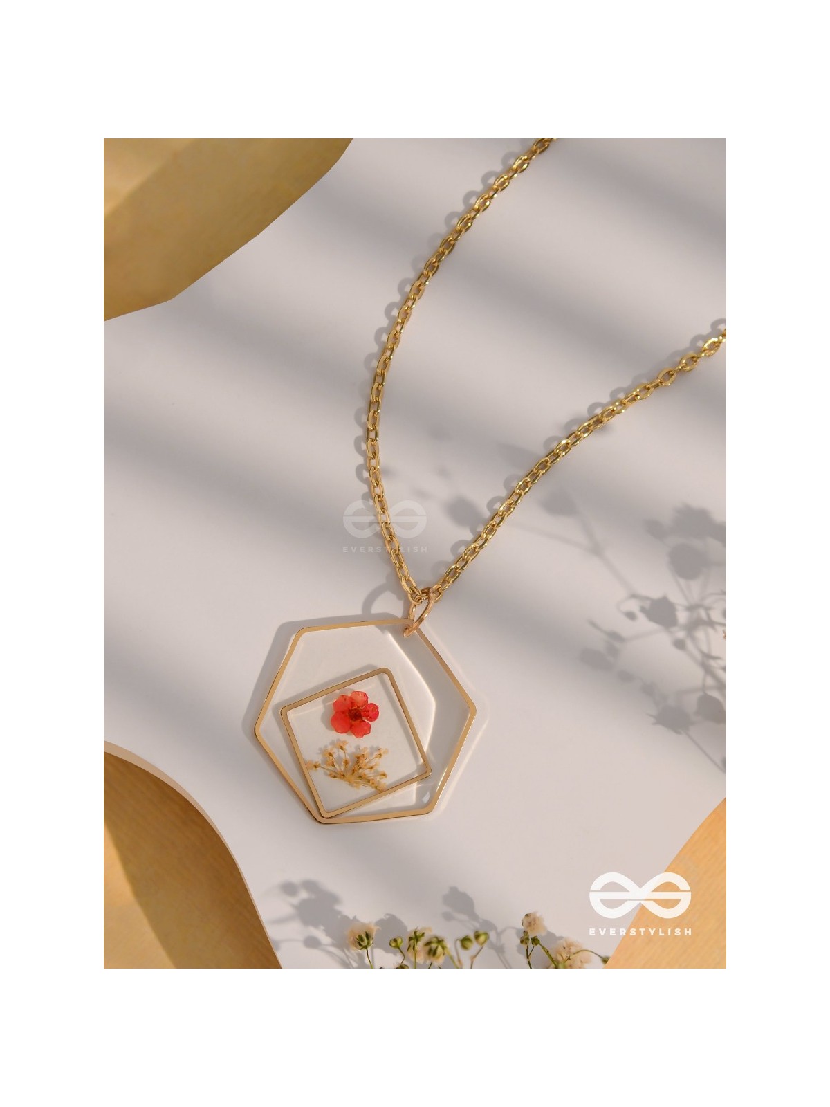 The Flower Of Confession - Pressed Flower Resin Pendant With Anti-Tarnish Coating