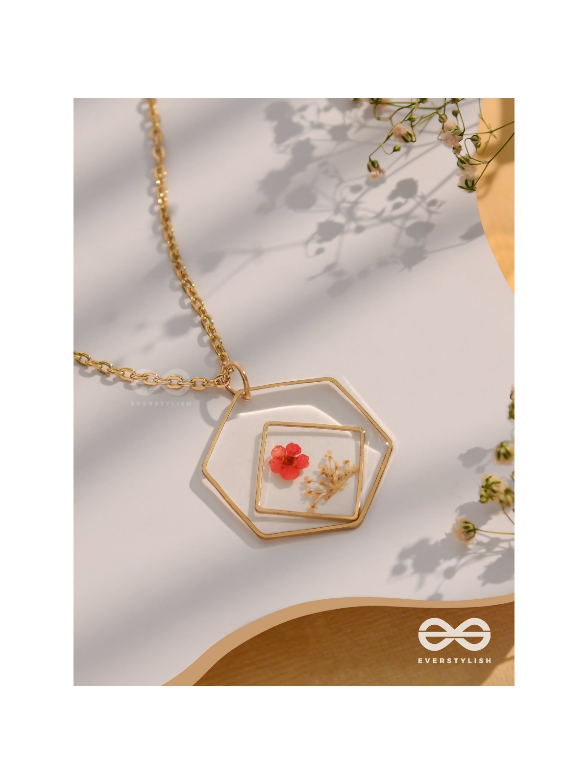 The Flower Of Confession - Pressed Flower Resin Pendant With Anti-Tarnish Coating