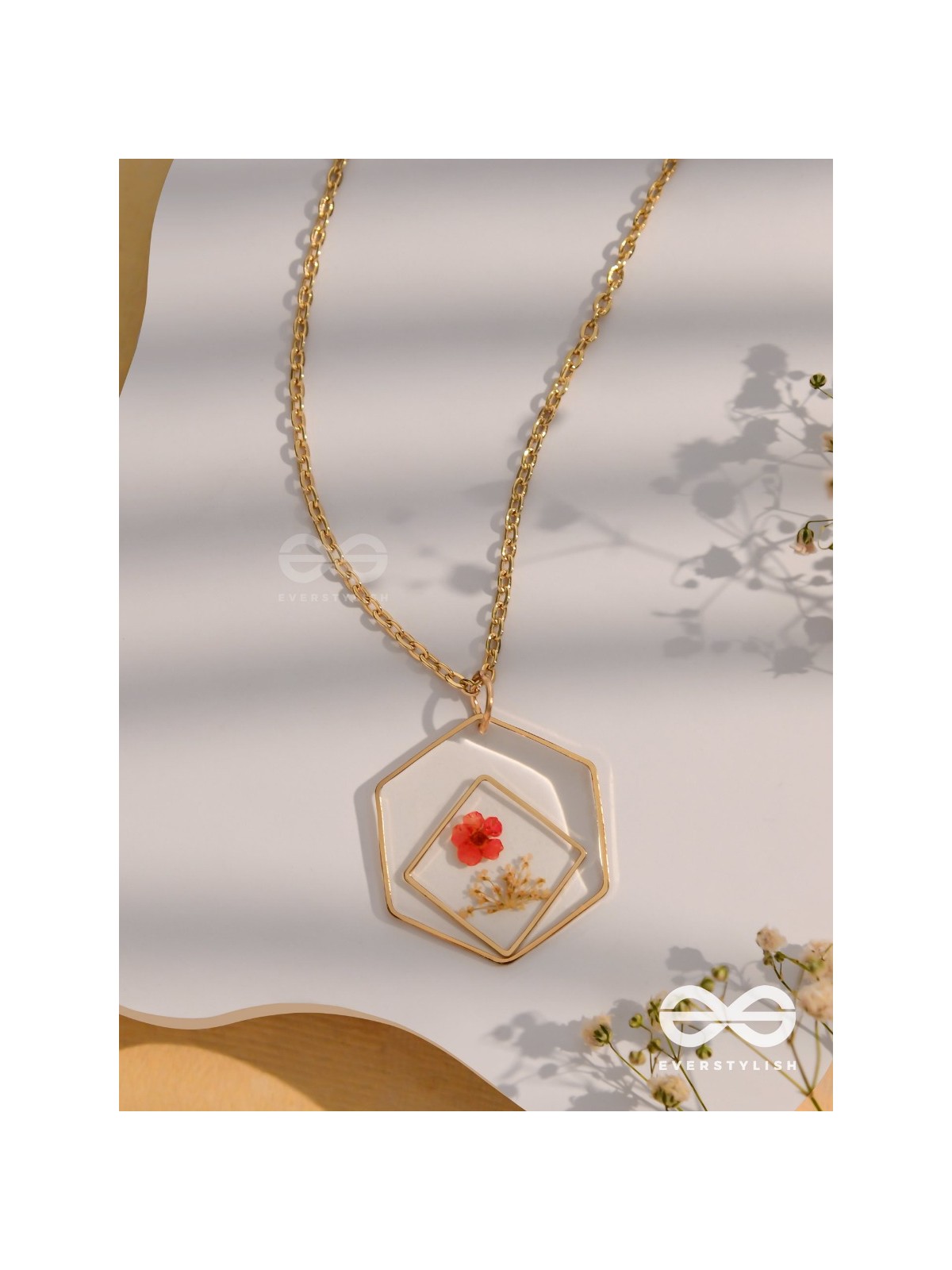 The Flower Of Confession - Pressed Flower Resin Pendant With Anti-Tarnish Coating