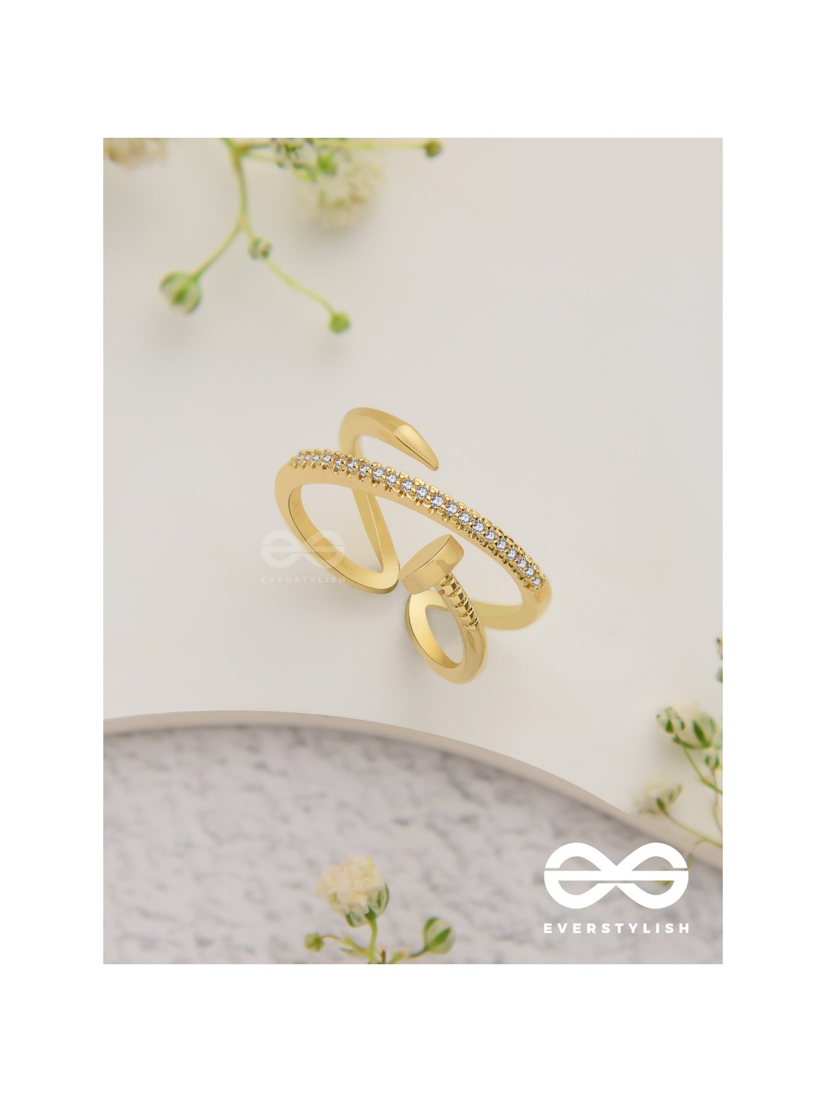 The Medusa'S Crown - Cubic Zirconia Golden Ring (Adjustable)