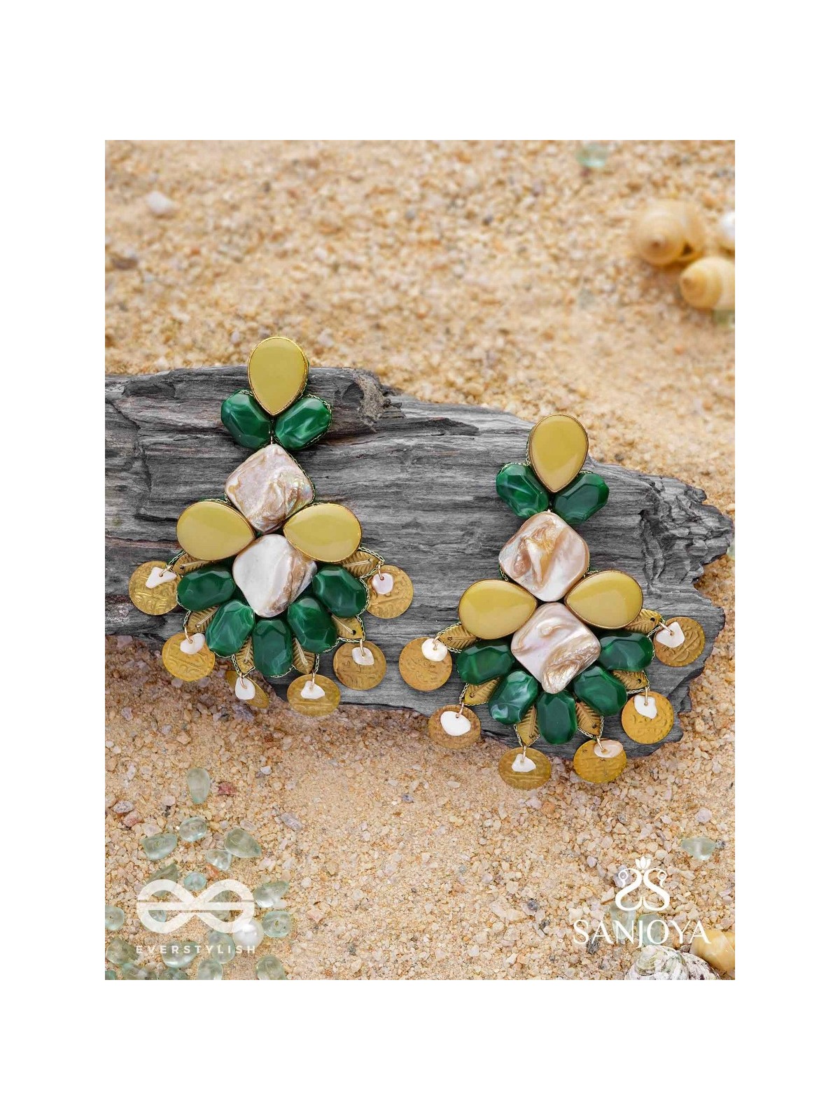Haritaye - The Mint Melody - Stones And Coins Earrings