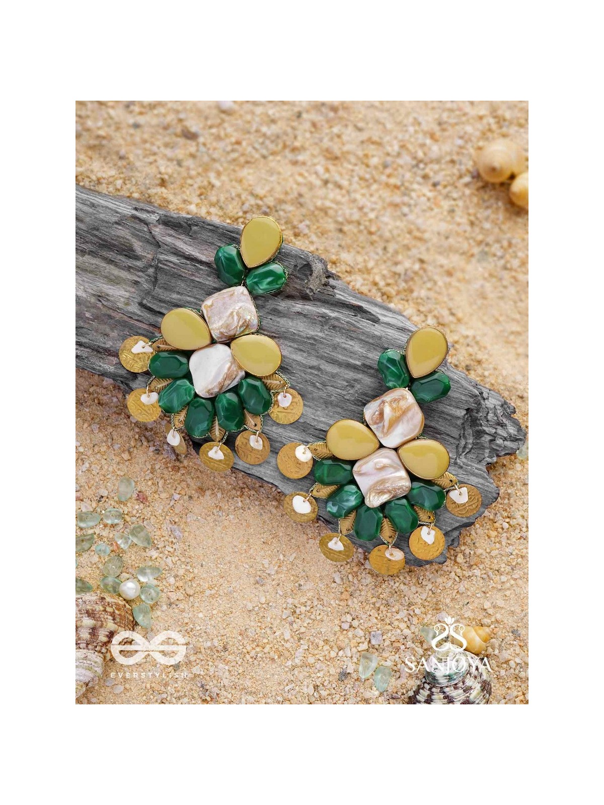 Haritaye - The Mint Melody - Stones And Coins Earrings