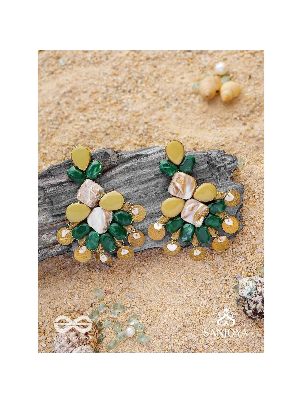 Haritaye - The Mint Melody - Stones And Coins Earrings