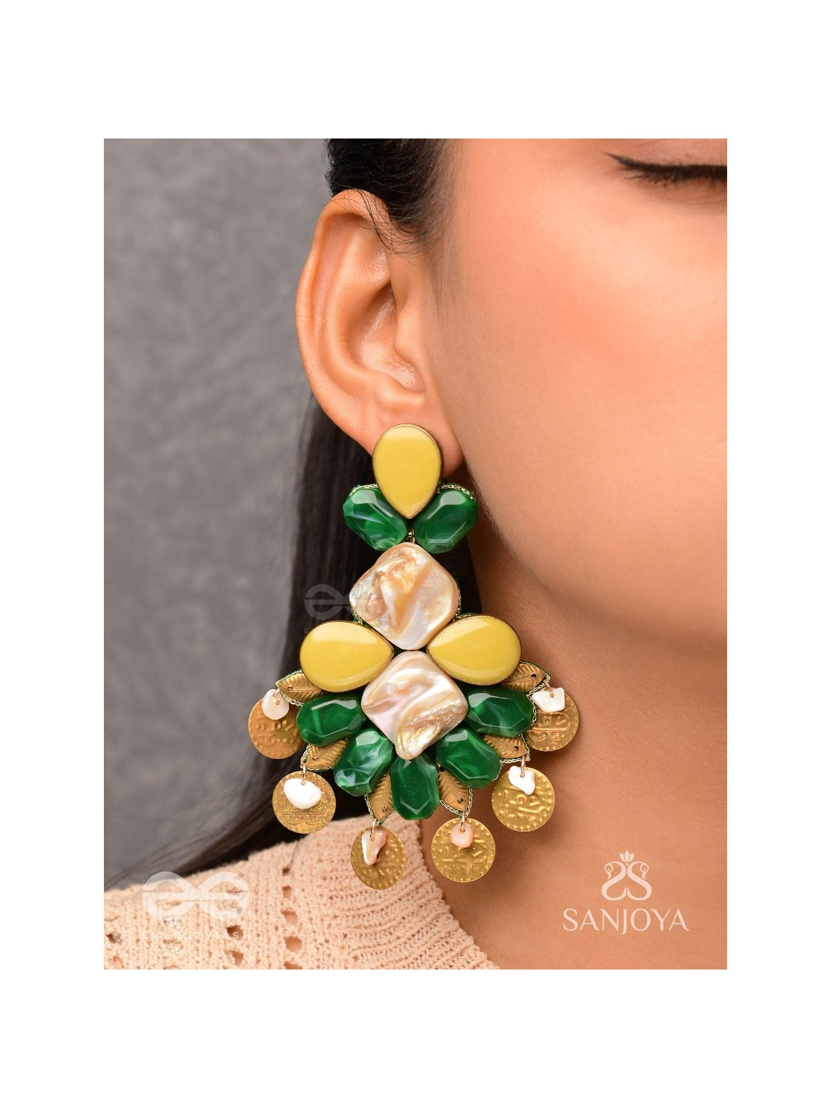 Haritaye - The Mint Melody - Stones And Coins Earrings