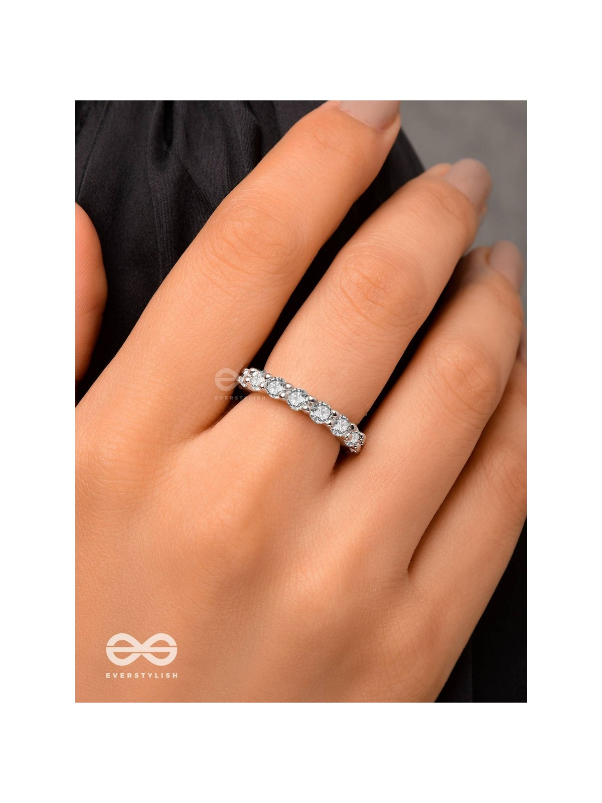 The Shiny Tales - Silver Cubic Zirconia Ring (Adjustable)