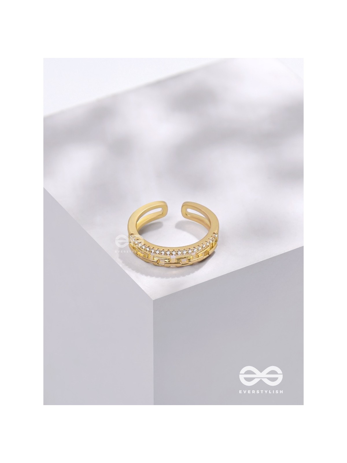 Tie Me Close - Golden Cubic Zirconia Ring (Adjustable)