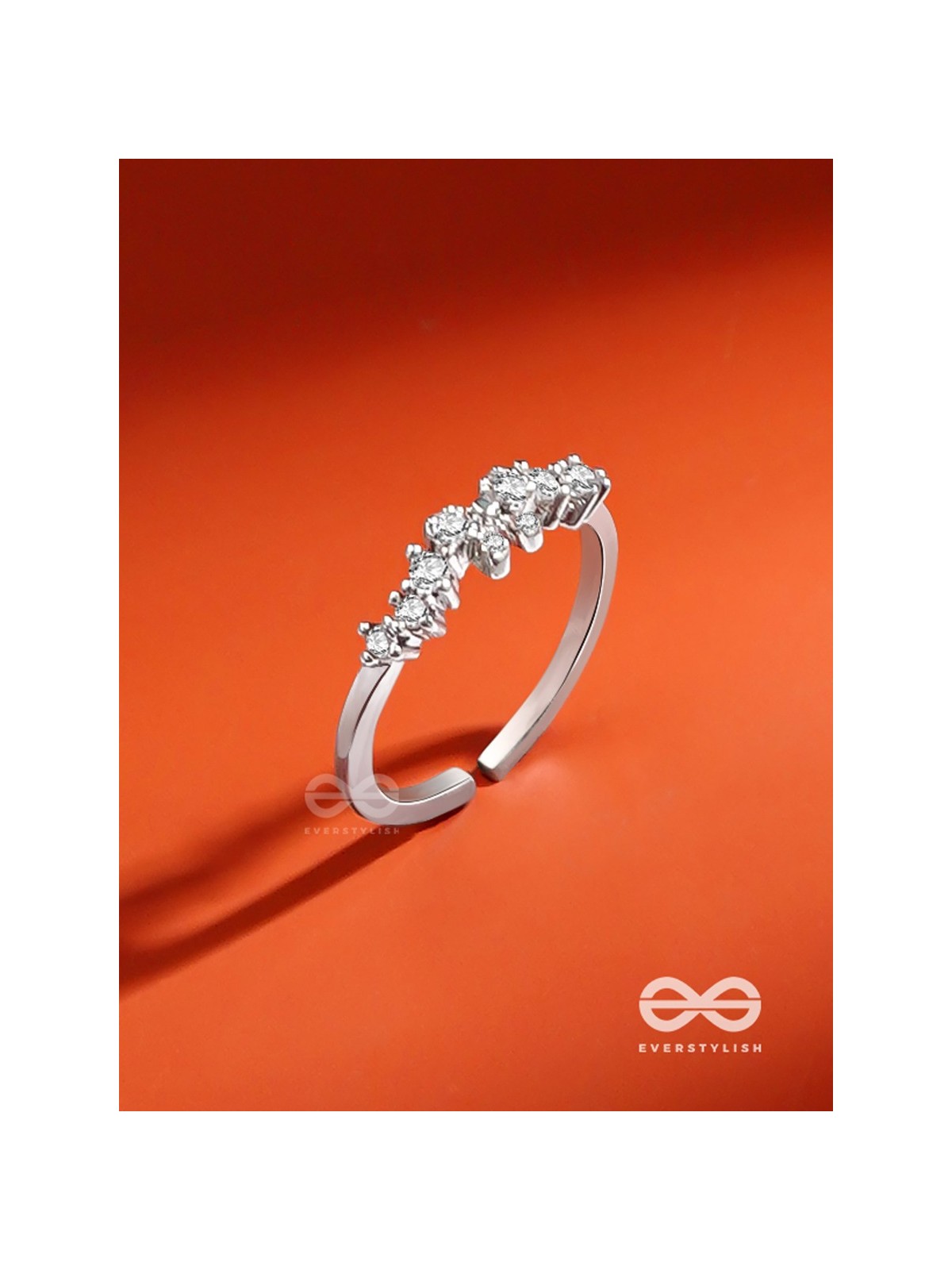 The Divine Swans - Silver Cubic Zirconia Ring (Adjustable)