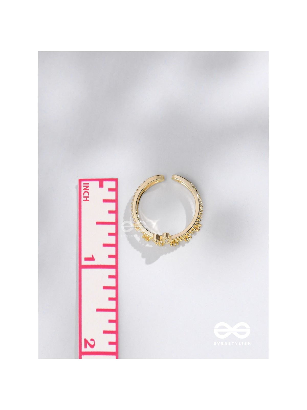 A Love So Gorgeous - Golden Cubic Zirconia Ring (Adjustable)