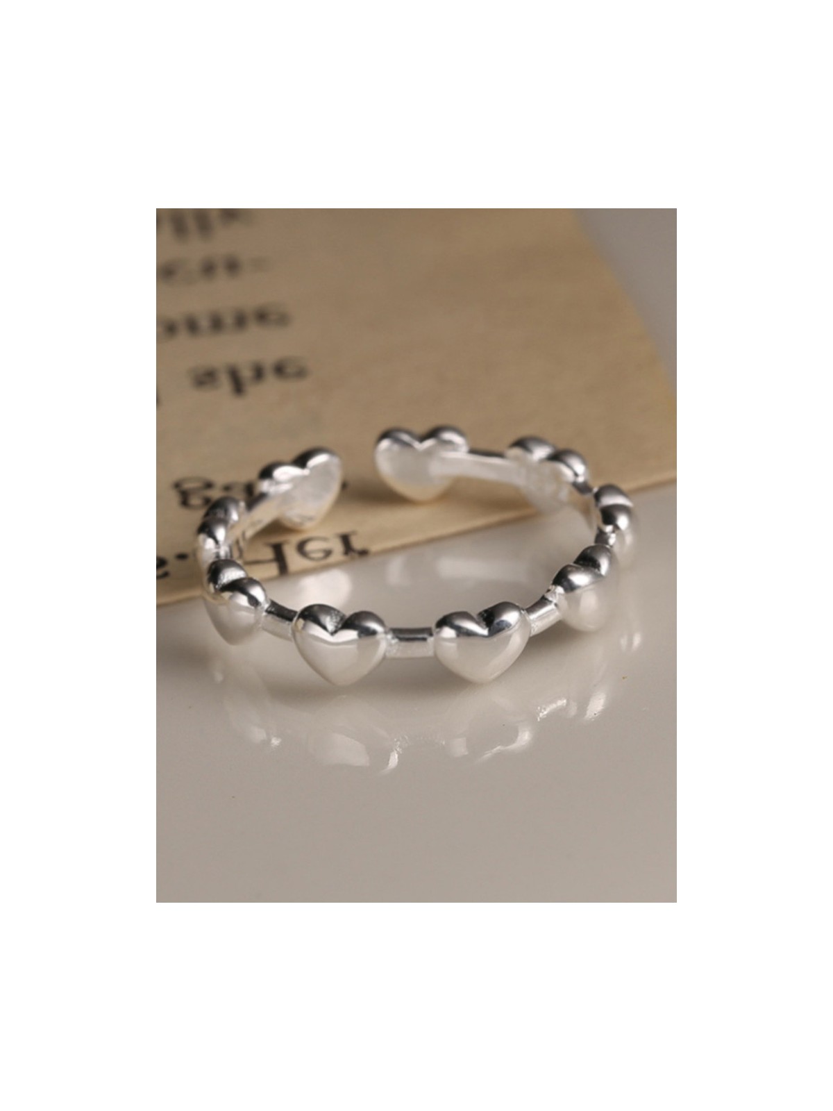 The Stereo Hearts - Silver Ring (Adjustable)