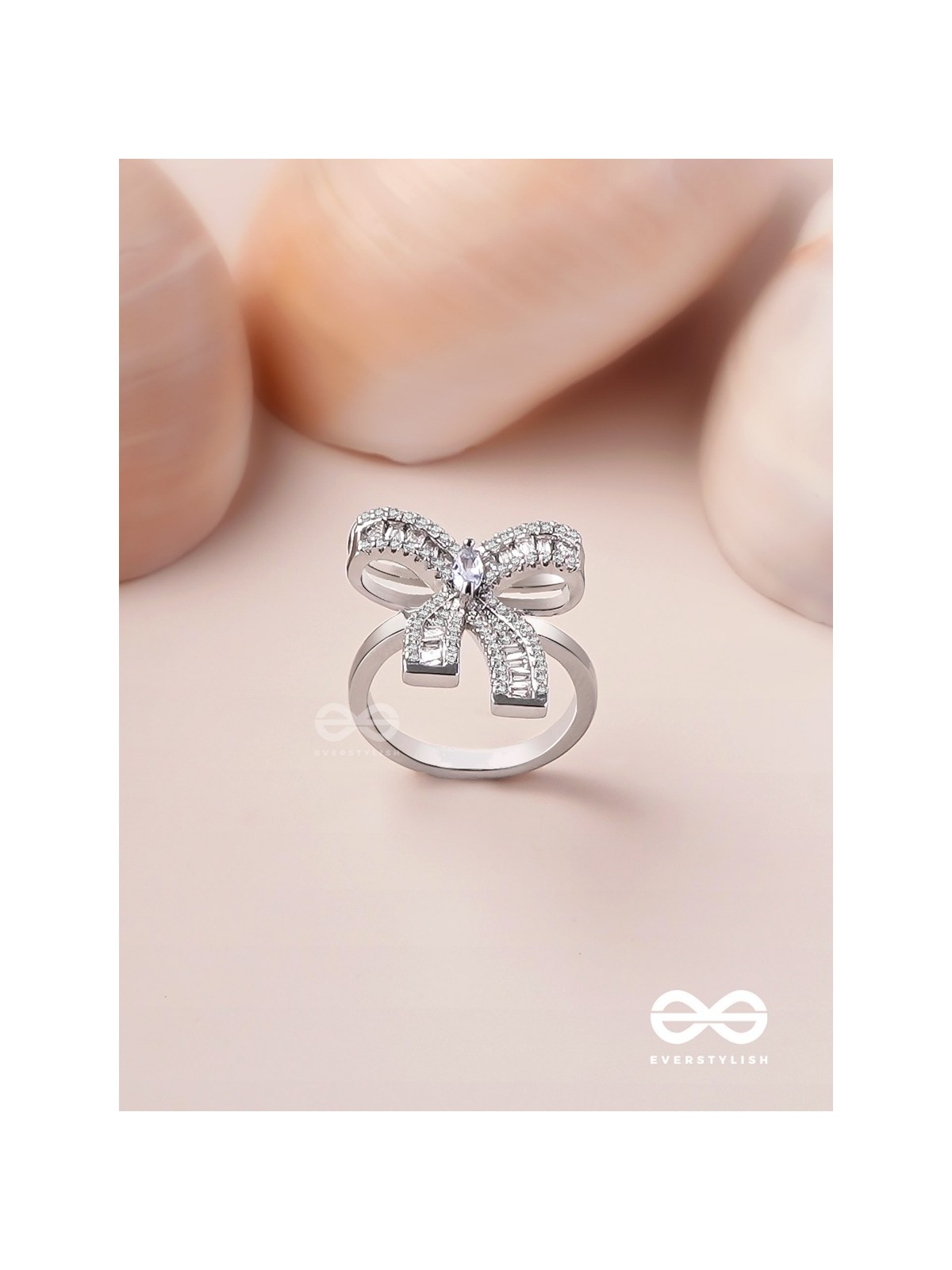 The Bow Beauty - Silver Cubic Zirconia Ring (Adjustable)