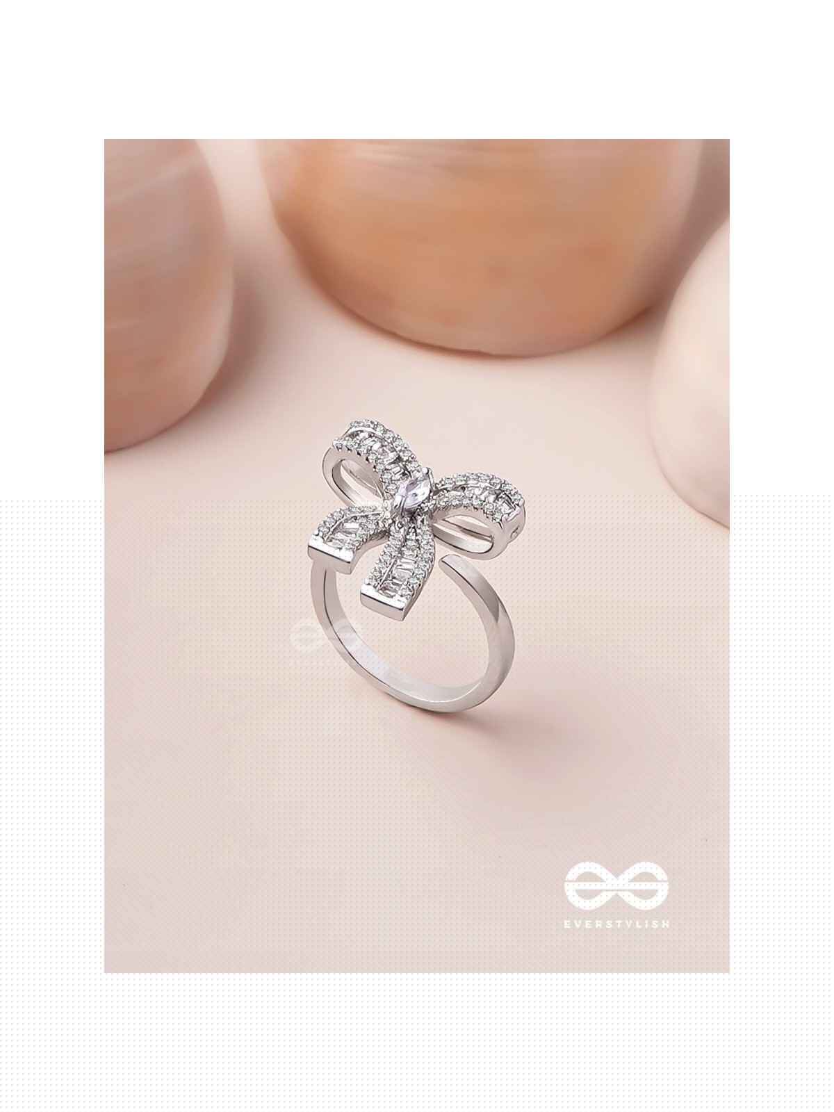 The Bow Beauty - Silver Cubic Zirconia Ring (Adjustable)