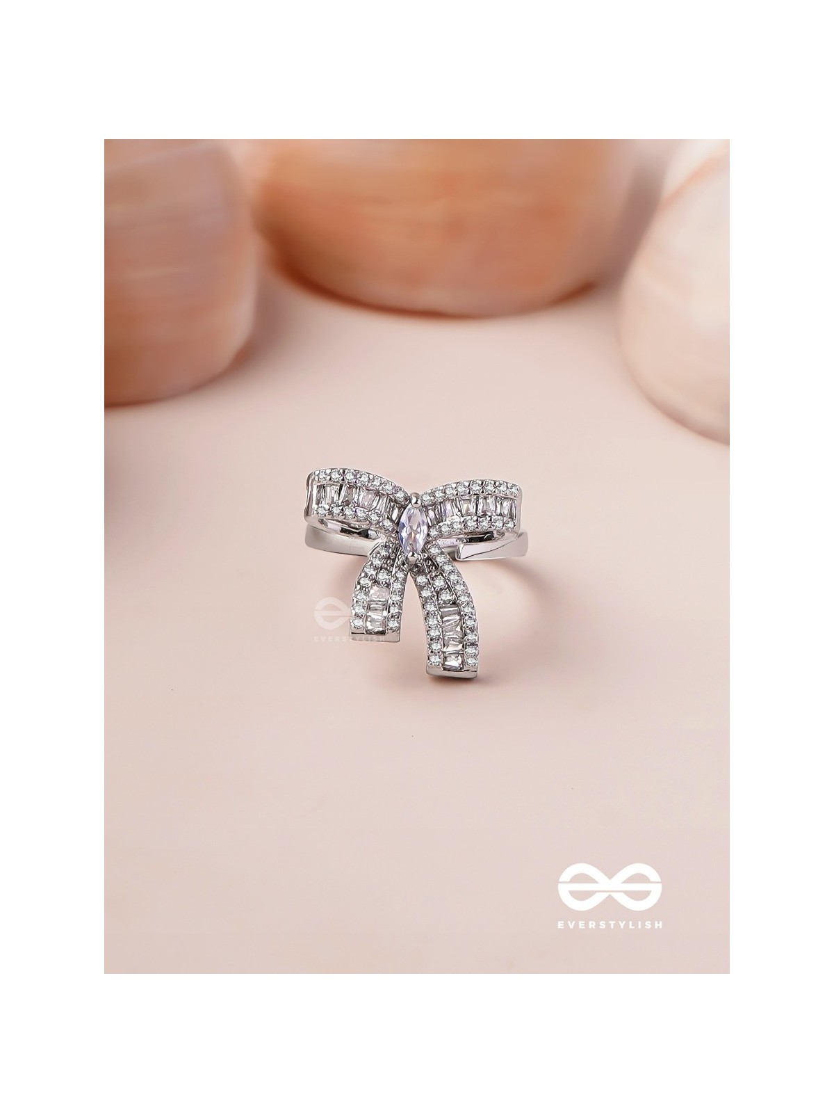 The Bow Beauty - Silver Cubic Zirconia Ring (Adjustable)