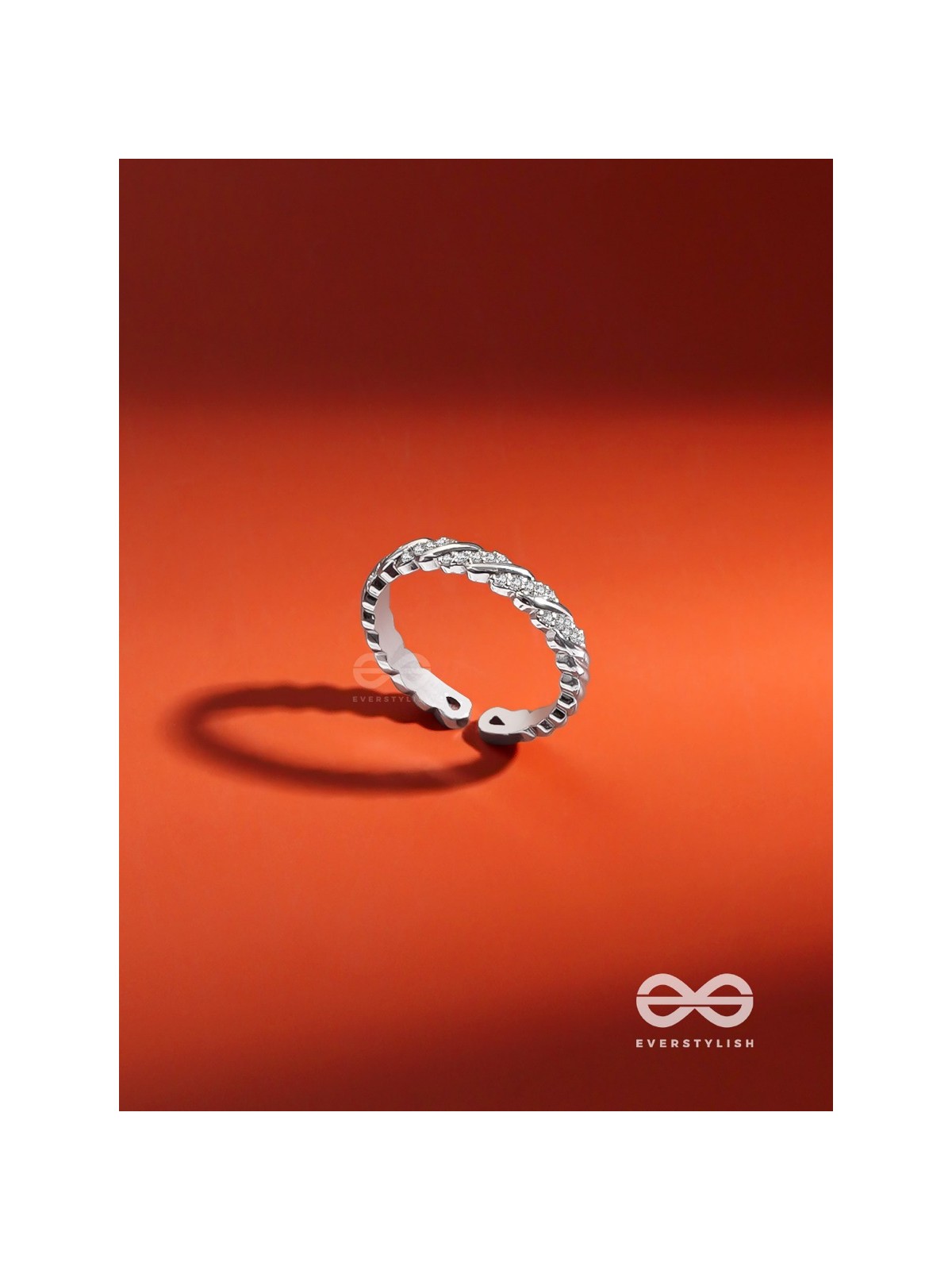 The Twisted Tales - Silver Cubic Zirconia Ring (Adjustable)