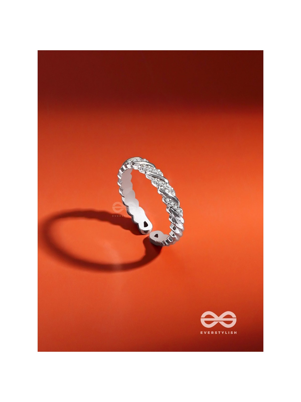 The Twisted Tales - Silver Cubic Zirconia Ring (Adjustable)