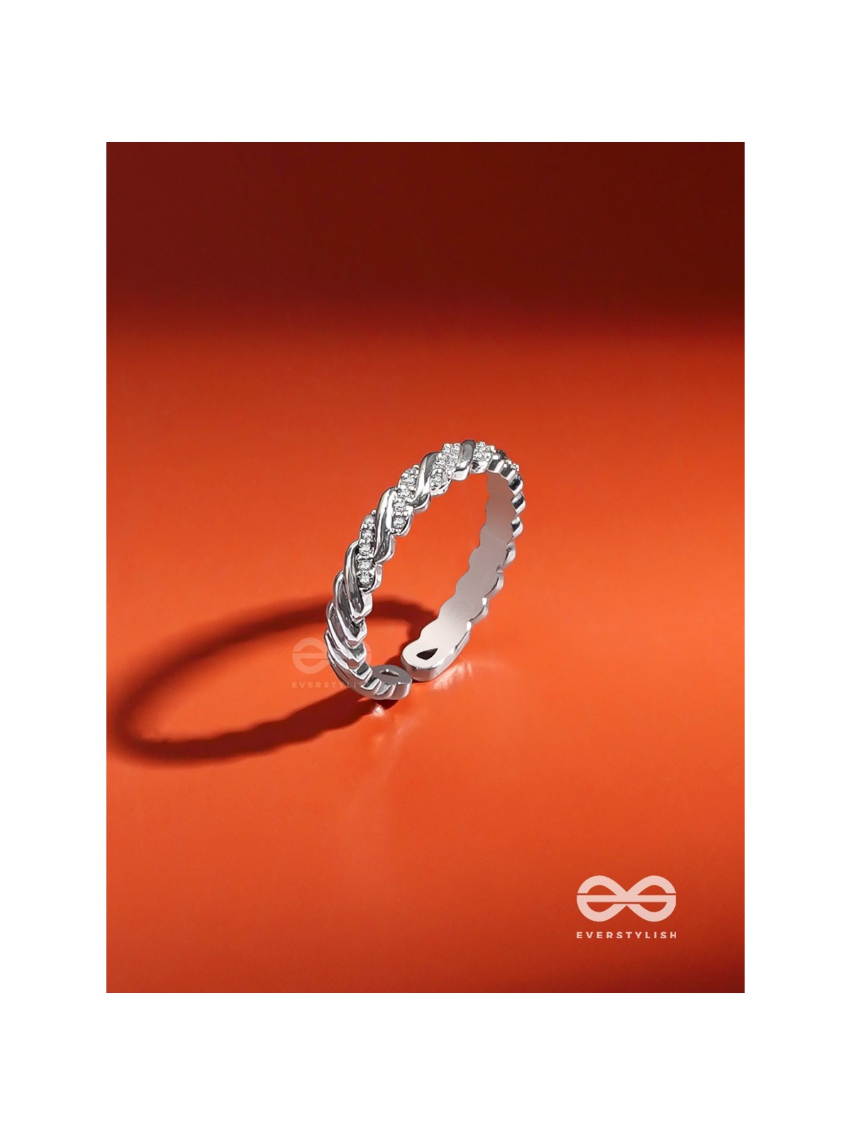 The Twisted Tales - Silver Cubic Zirconia Ring (Adjustable)