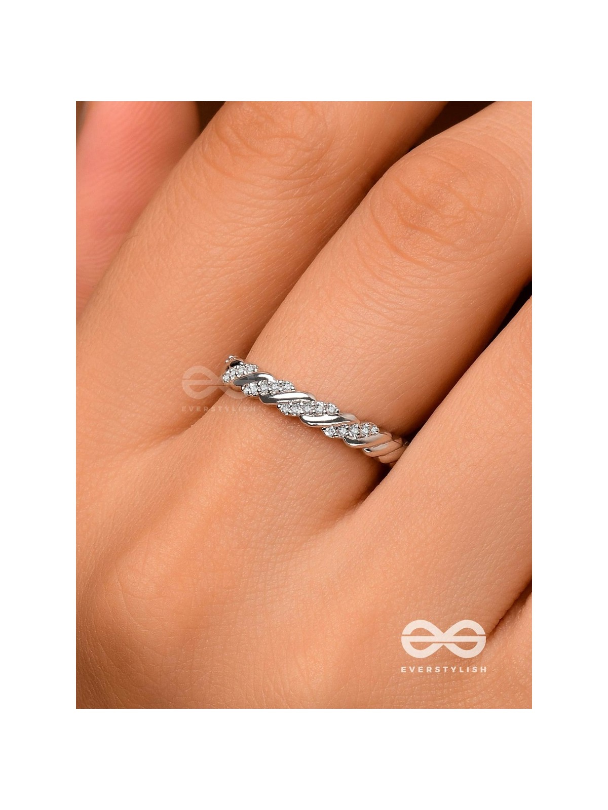 The Twisted Tales - Silver Cubic Zirconia Ring (Adjustable)