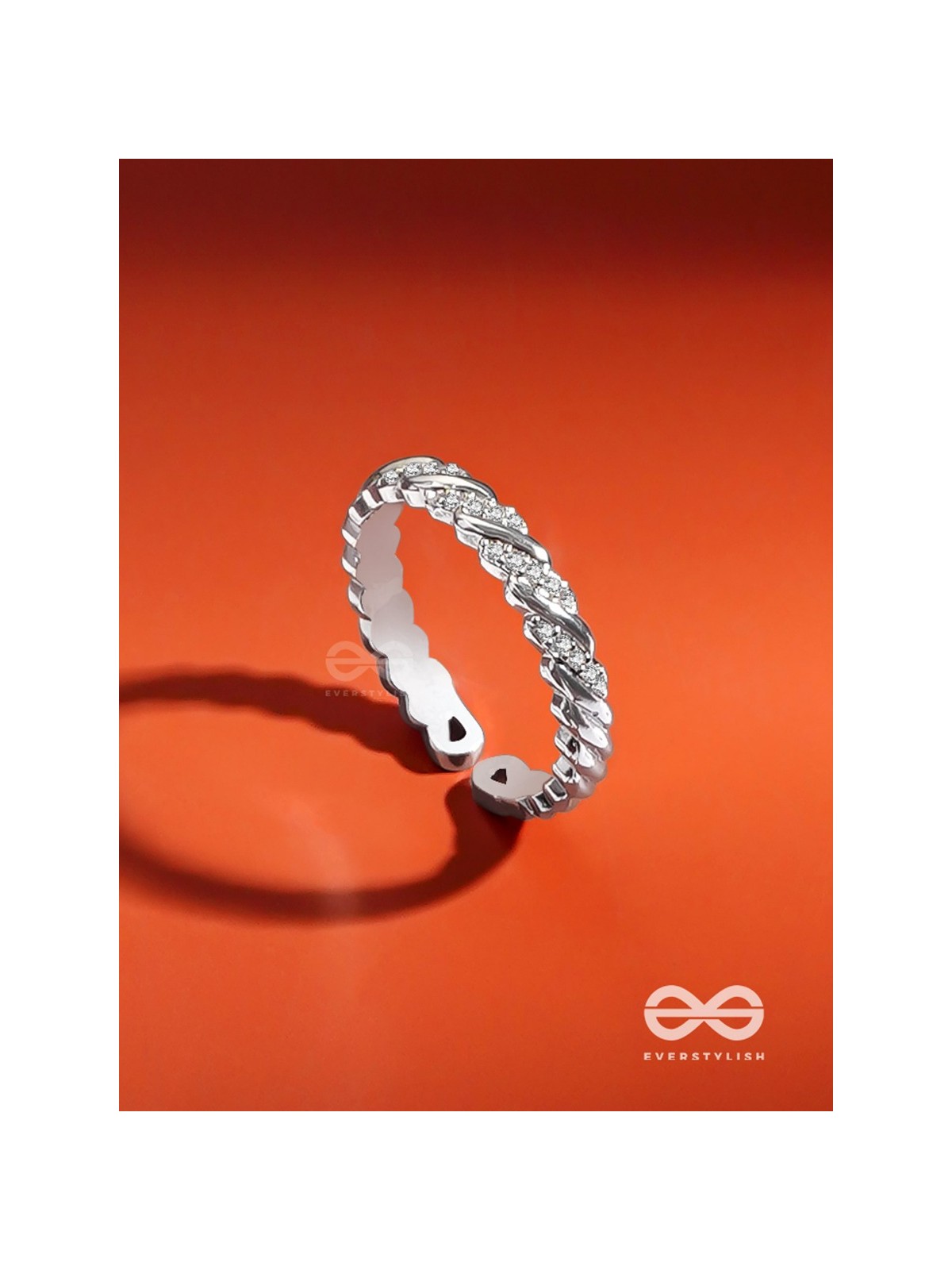 The Twisted Tales - Silver Cubic Zirconia Ring (Adjustable)